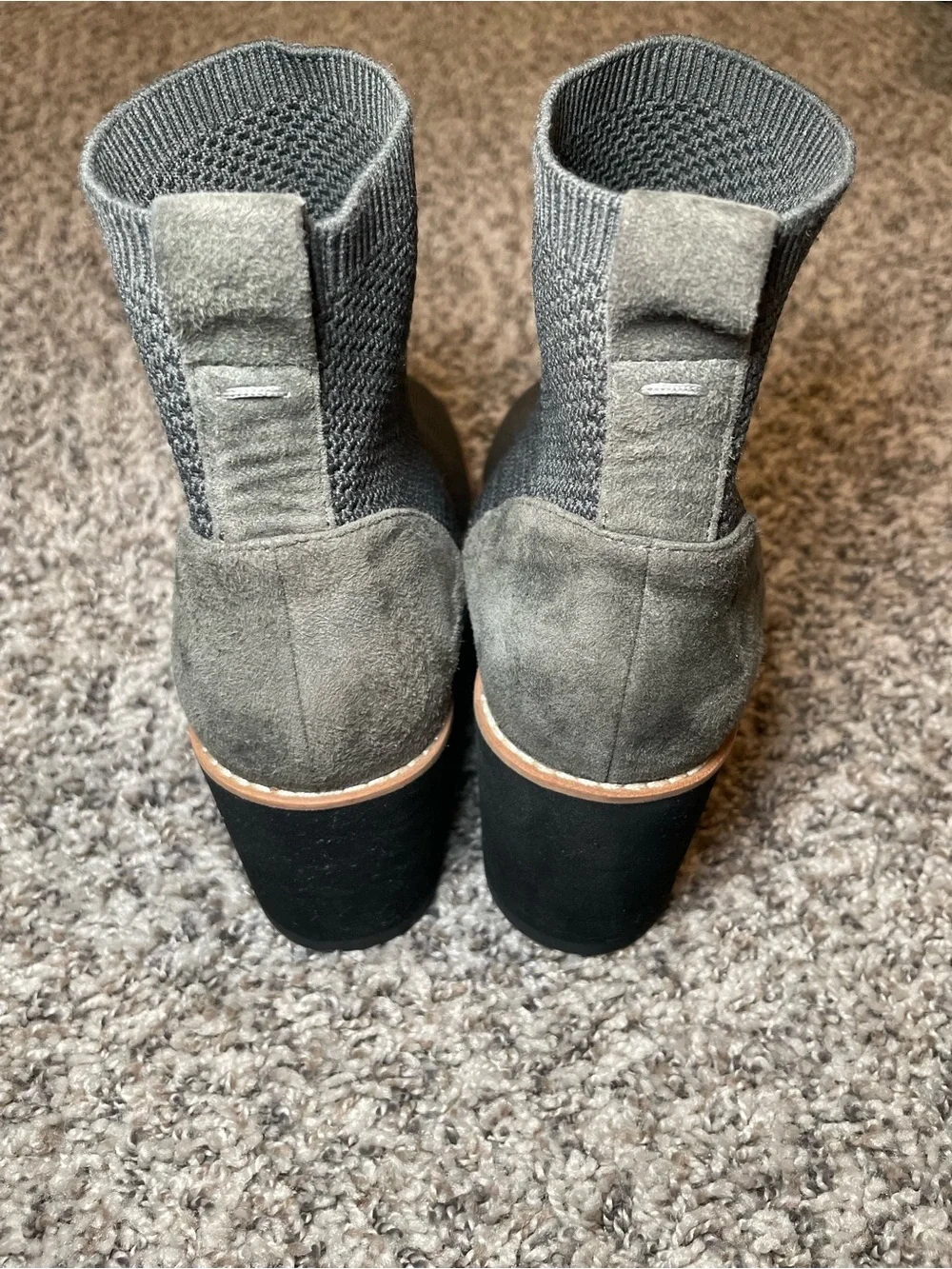 Eileen Fisher Women's Gray Stretch Knit Wedge Booties Ankle‎ Boots 8 Shoes